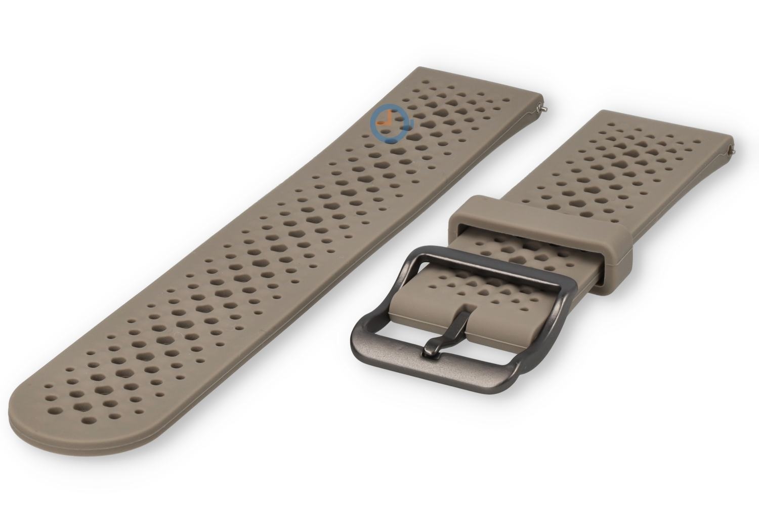 Ademend siliconen bandje - 22mm taupe - perforated