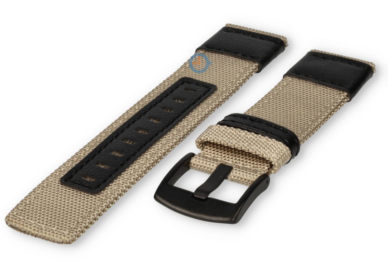 22mm Garmin Forerunner 570 - 45mm horlogeband - nylon/leer - 22mm beige