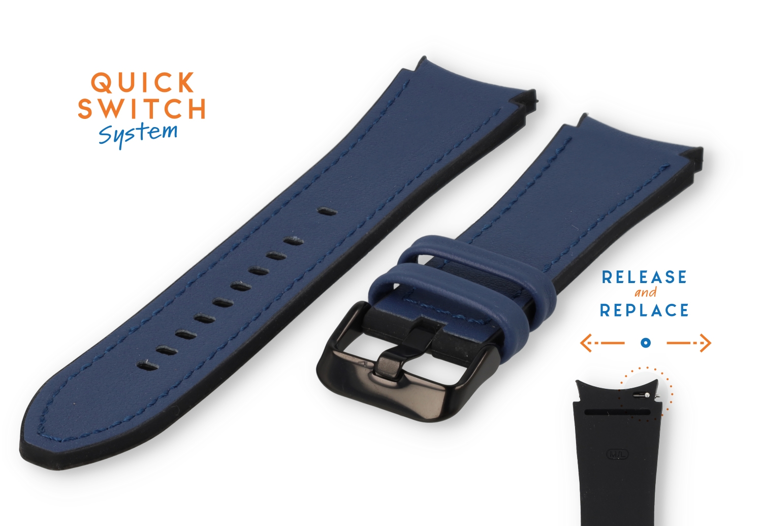 Samsung Galaxy watch 4 bandje leer donkerblauw - 20mm