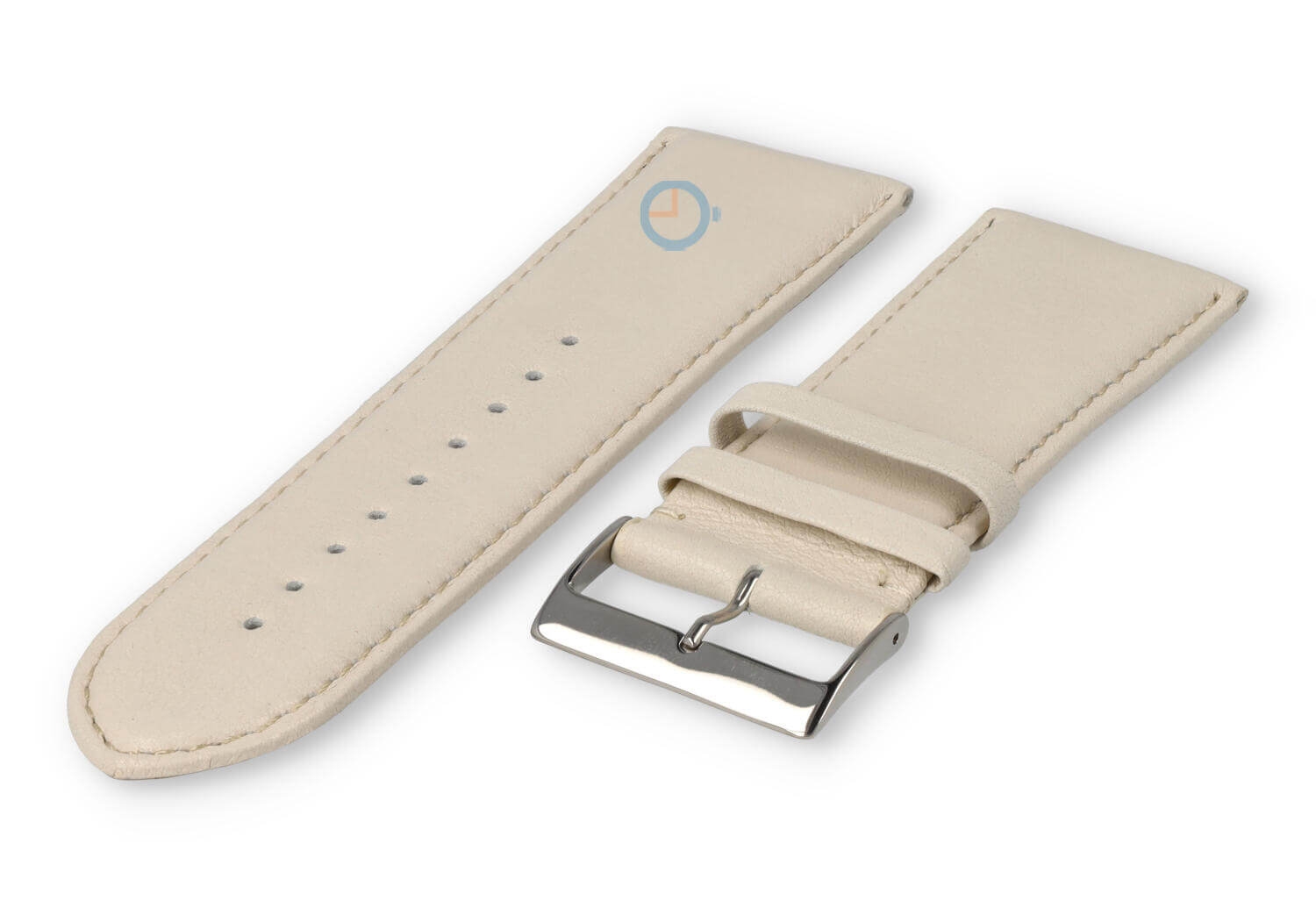 26mm horlogeband glad leer - creme