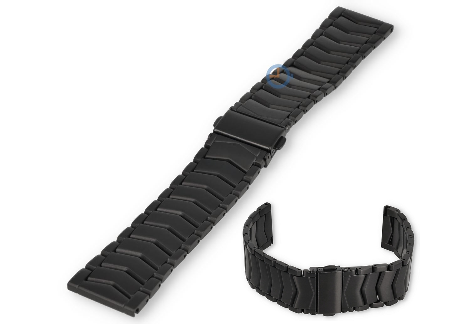 22mm V-link horlogeband - zwart staal