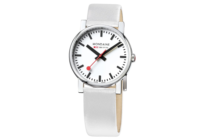 Mondaine 18mm horlogeband wit glans