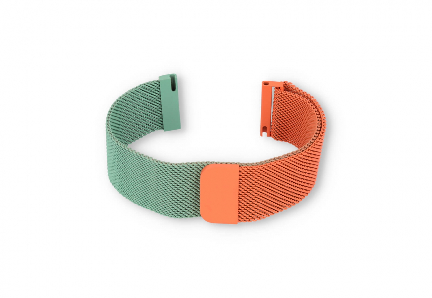 Milanese 22mm horlogeband - oranje/mintgroen