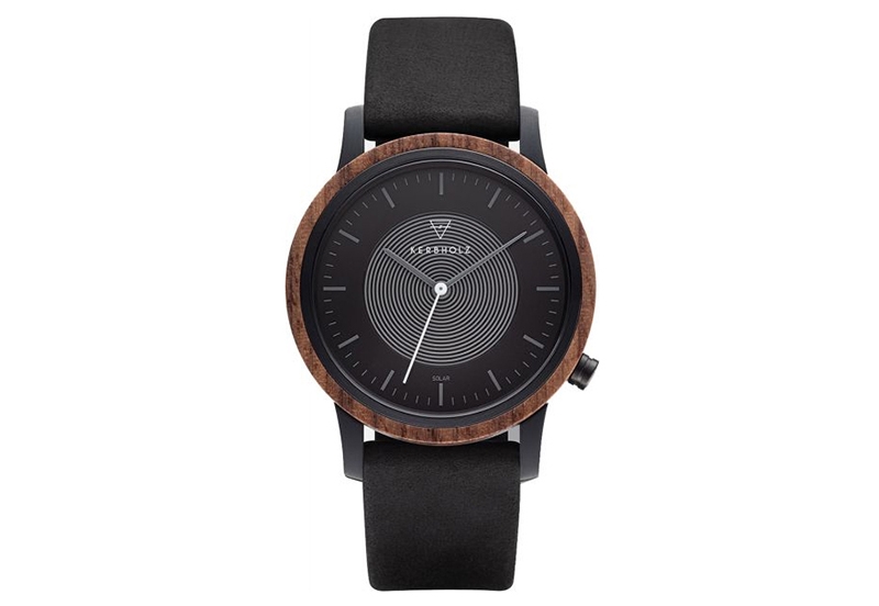 Kerbholz Fred horlogeband - Walnut Midnight Black Solar