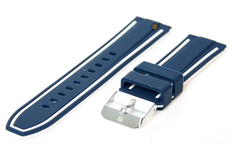 Omkeerbare horlogeband 22mm blauw-wit siliconen