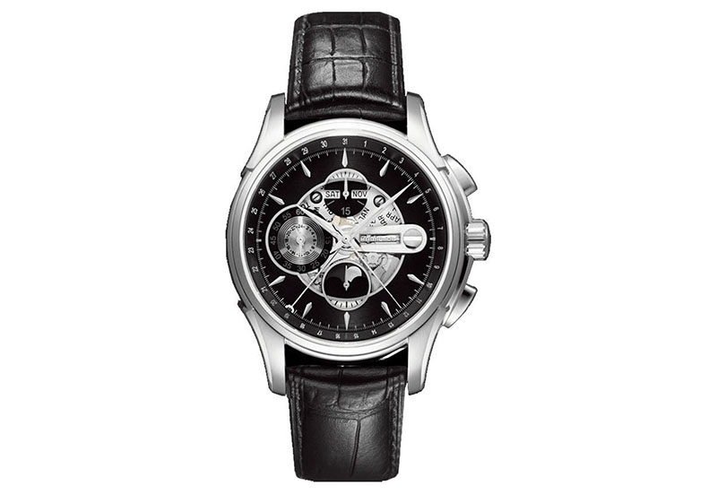 Hamilton horlogeband H32696739 - zwart leer