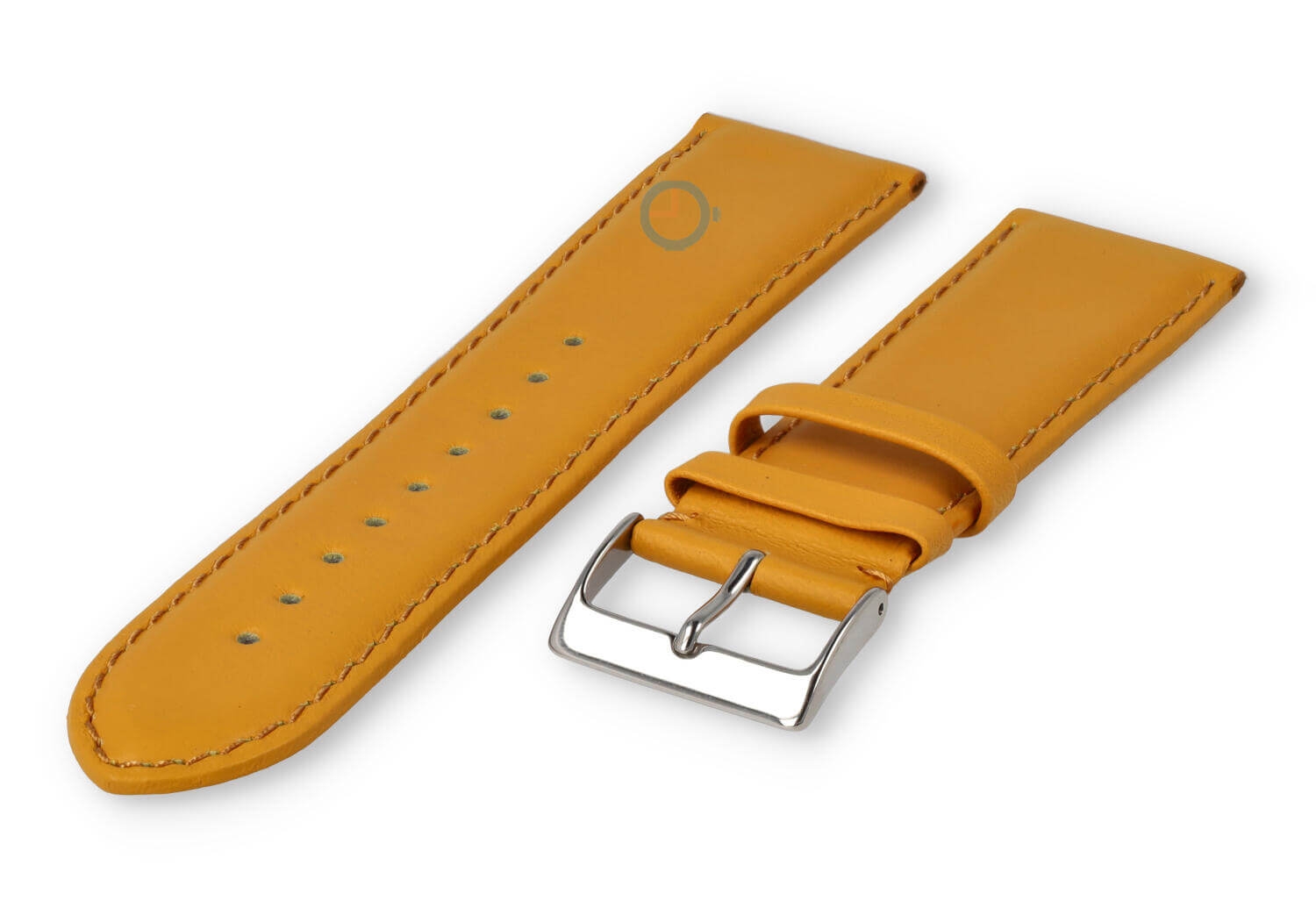 22mm horlogeband glad leer - mosterdgeel