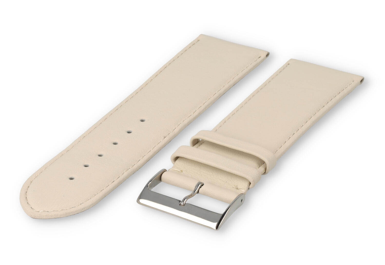 XL horlogeband glad leer - 28mm - creme