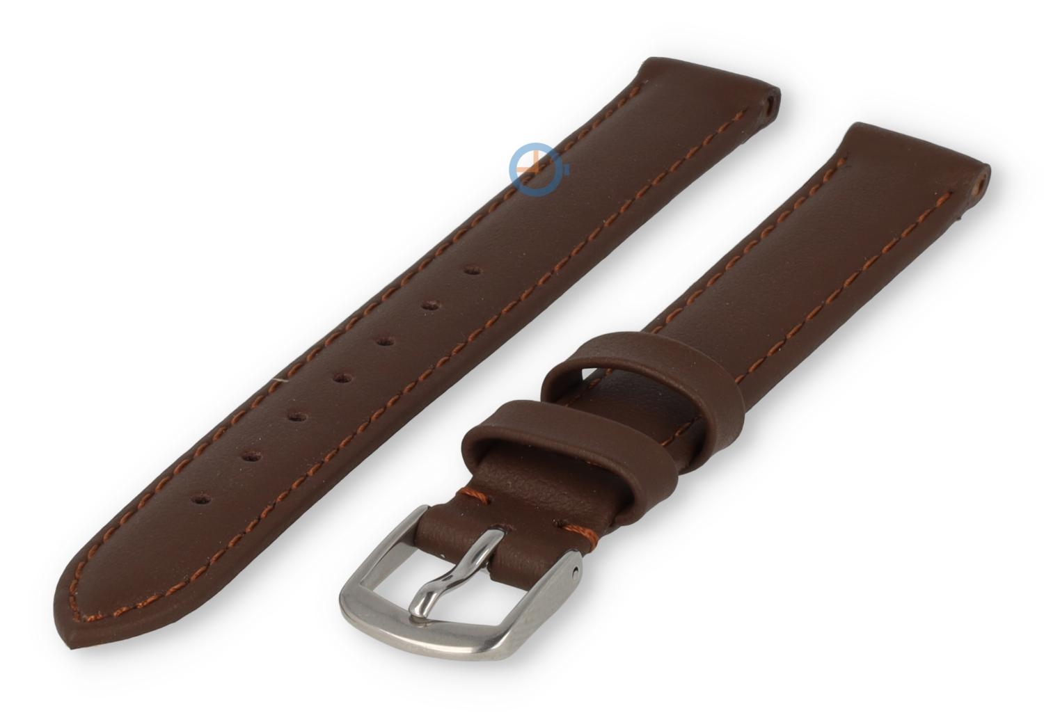 12mm horlogeband glad leer - donkerbruin