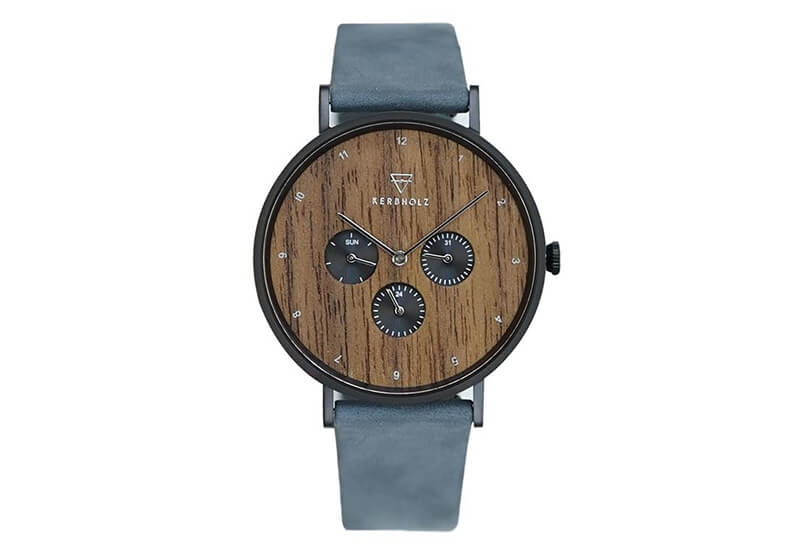 Kerbholz Horlogeband Casper Walnut Dark Navy