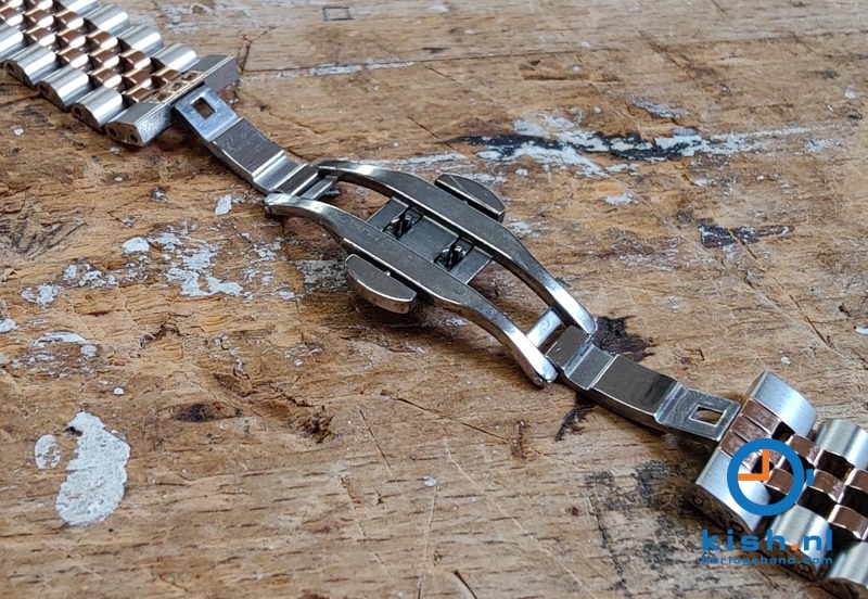 Tweekleurige horlogeband 20mm zilver/rosegoud - staal