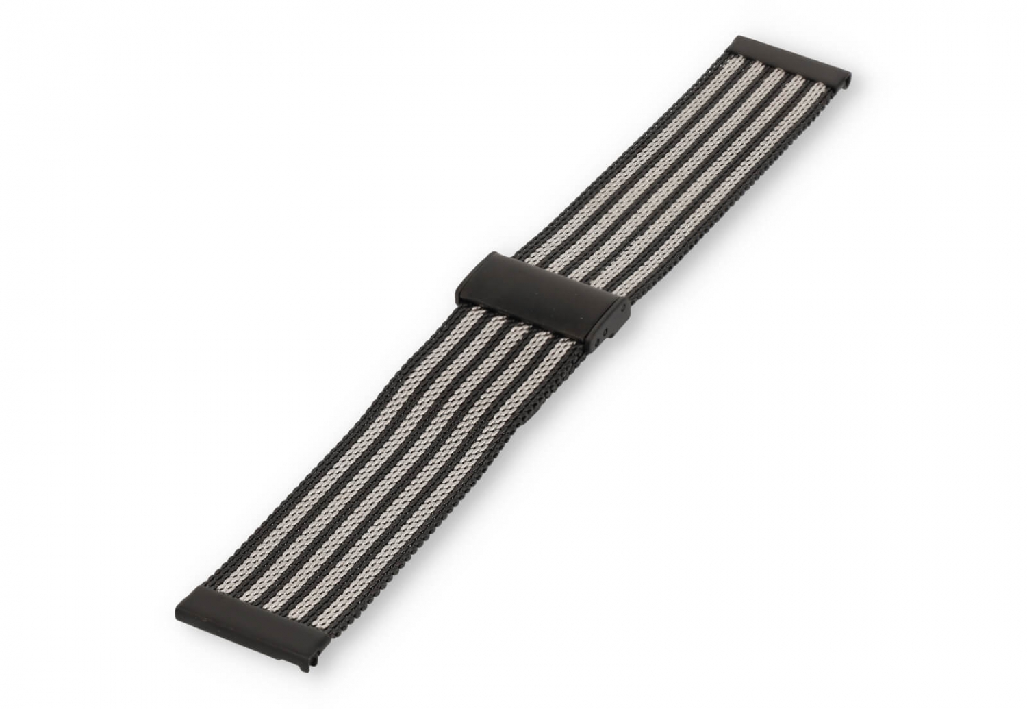 Horlogeband 22mm milanees zwart/zilver - Quick Switch (FIJN)