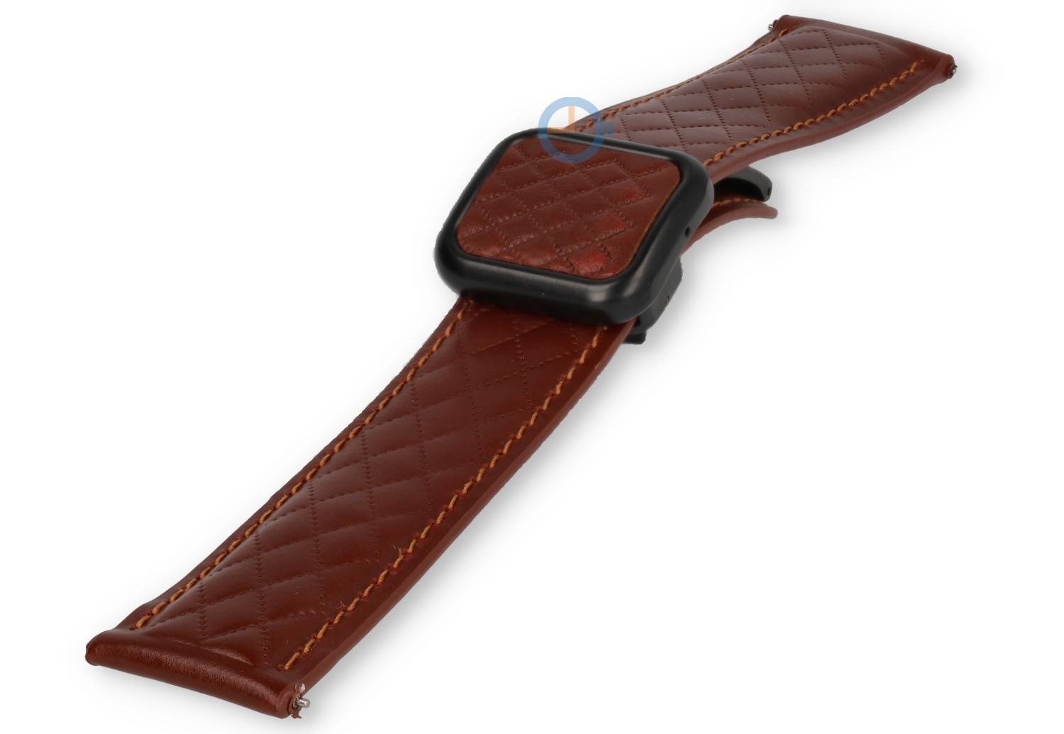 Luxe magneet horlogeband - 22mm leer - bordeaux