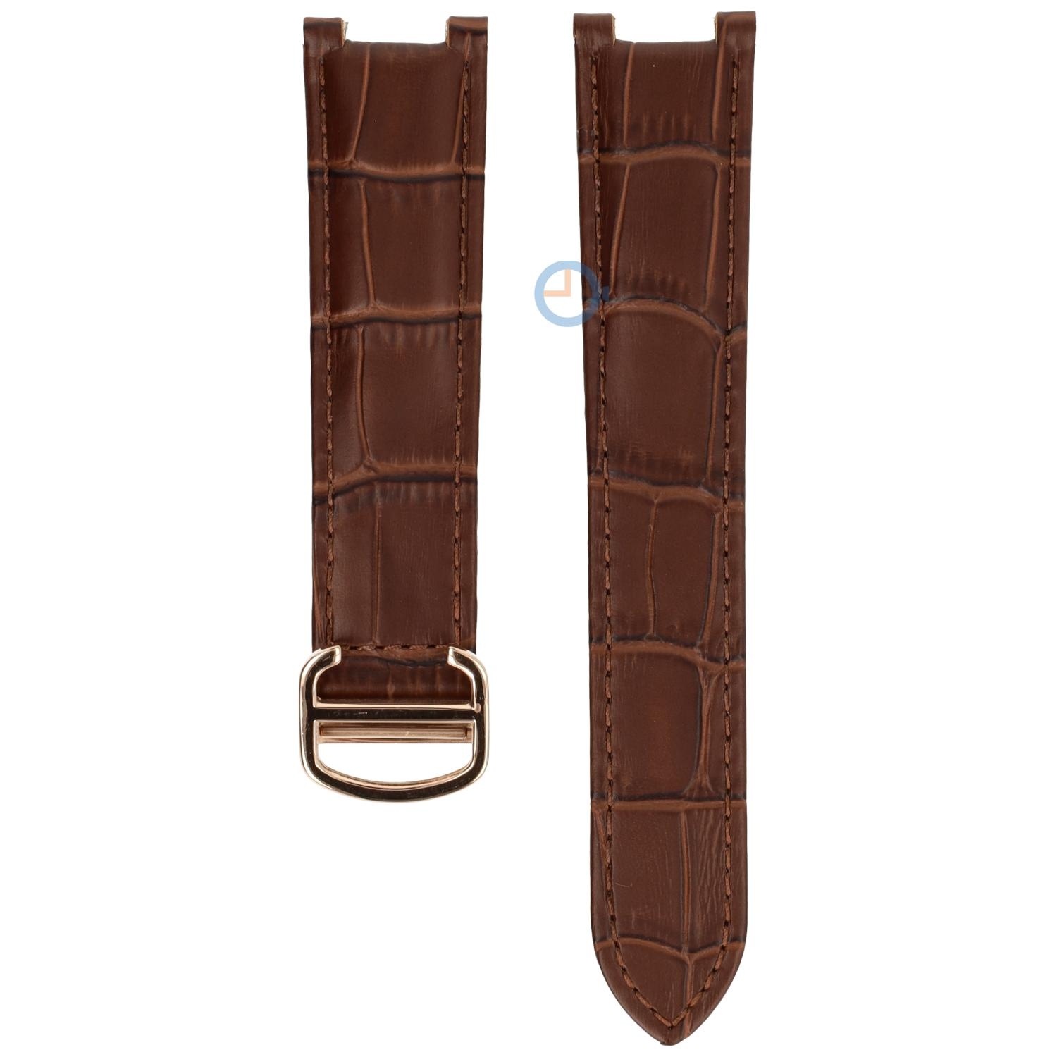 Horlogeband Cartier Pasha - 18/10 - bruin met roségoud