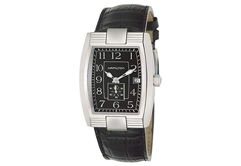 Hamilton horlogeband H29515733 - zwart leer