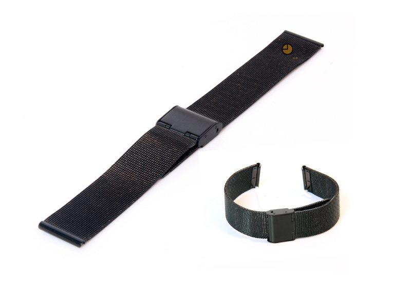 Milanese horlogeband 16mm zwart fijn