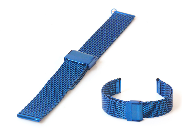 Horlogeband 18mm milanees blauw mat
