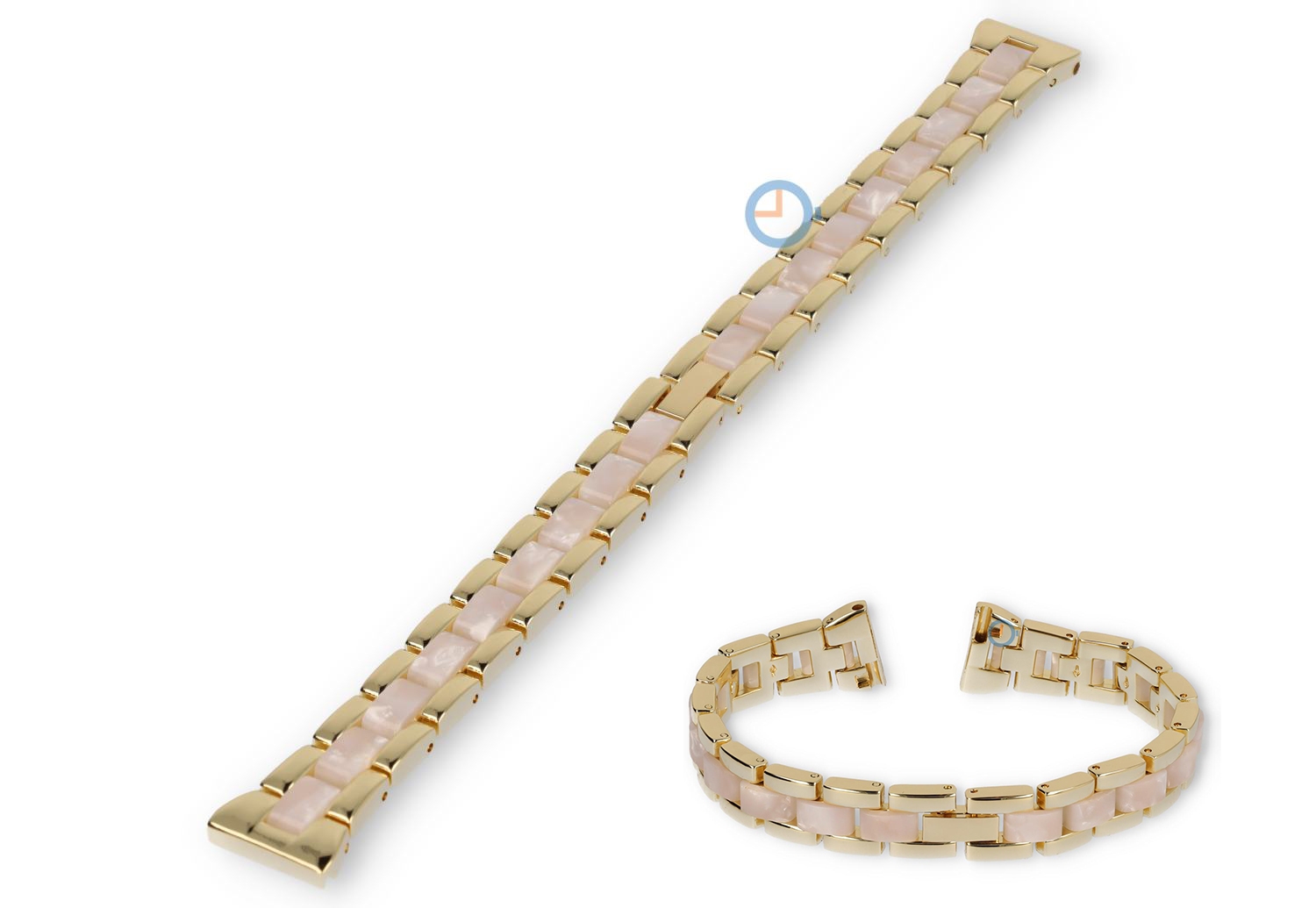 14mm stalen bandje met marmer-look - yellow gold/white