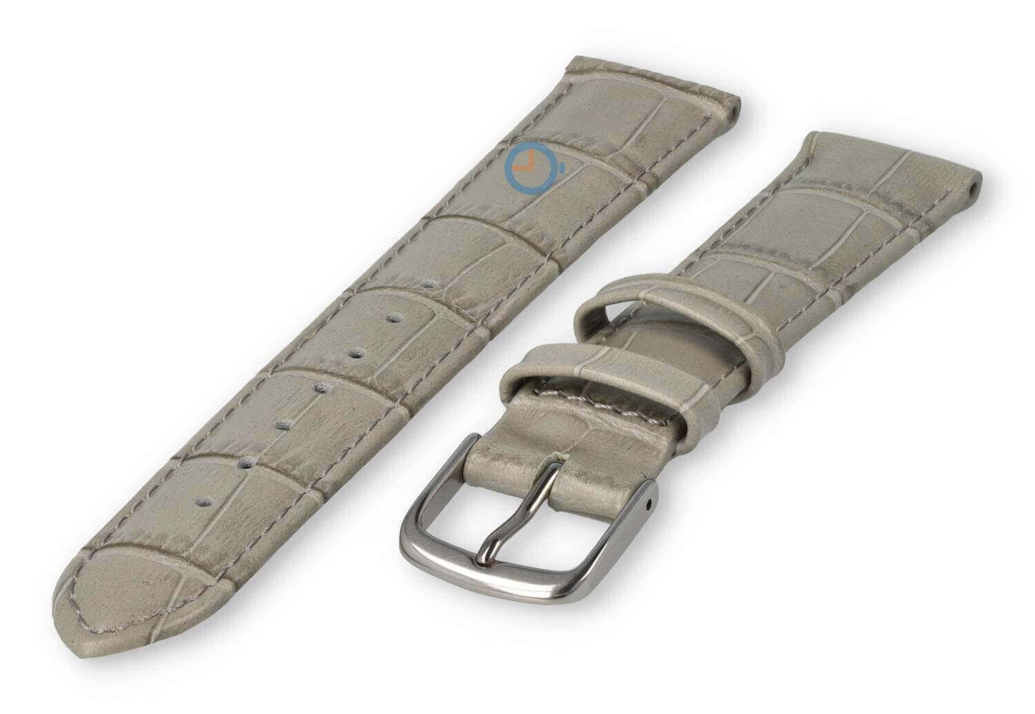 Crocoprint horlogeband leer - 18mm - lichtgrijs