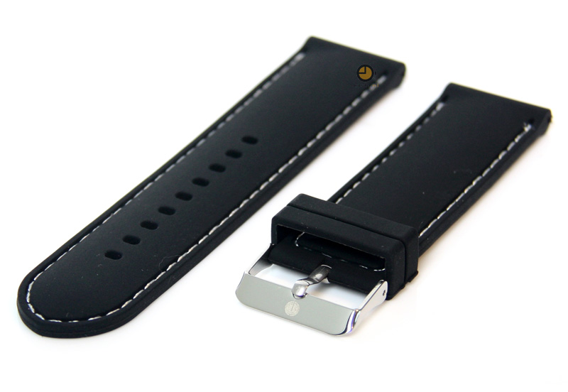 Horlogeband 24mm siliconen zwart-wit