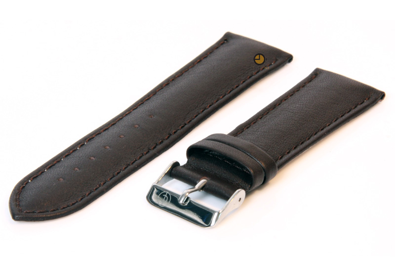 Horlogeband 22mm donkerbruin kalfsleer