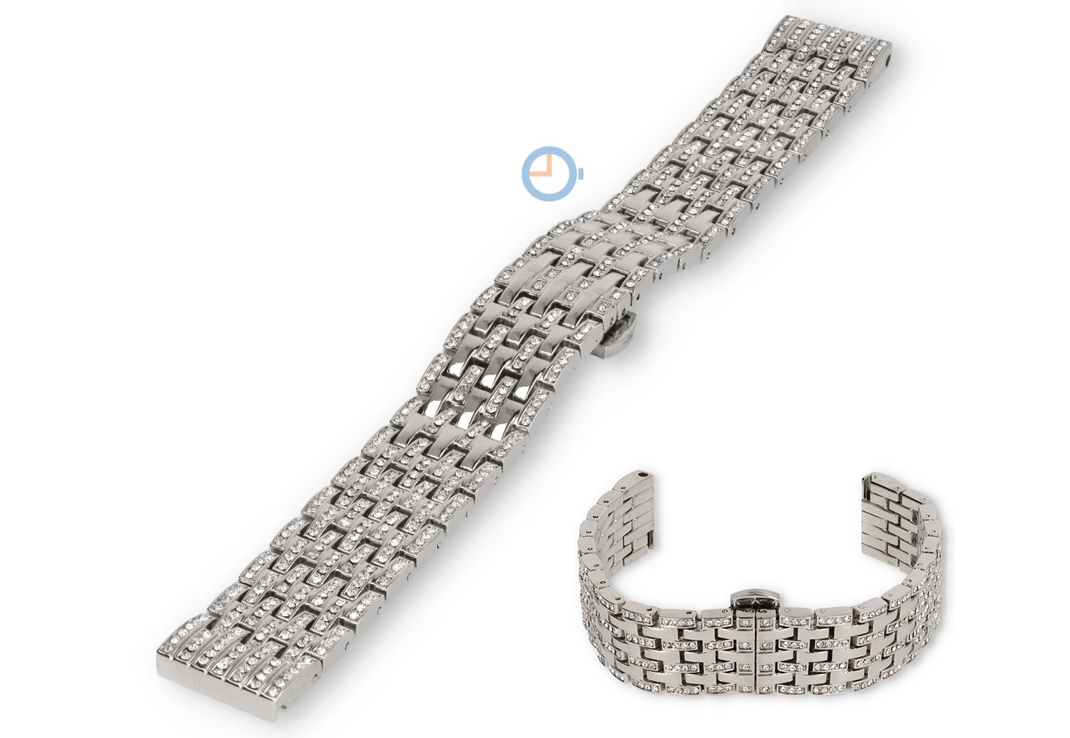 Horlogebandje met steentjes - 18mm - zilver