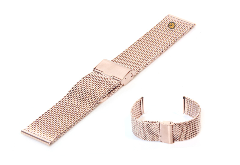 Milanese horlogeband 24mm rose goud