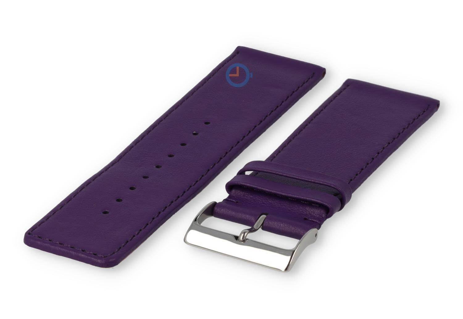 XL horlogeband glad leer - 30mm - aubergine
