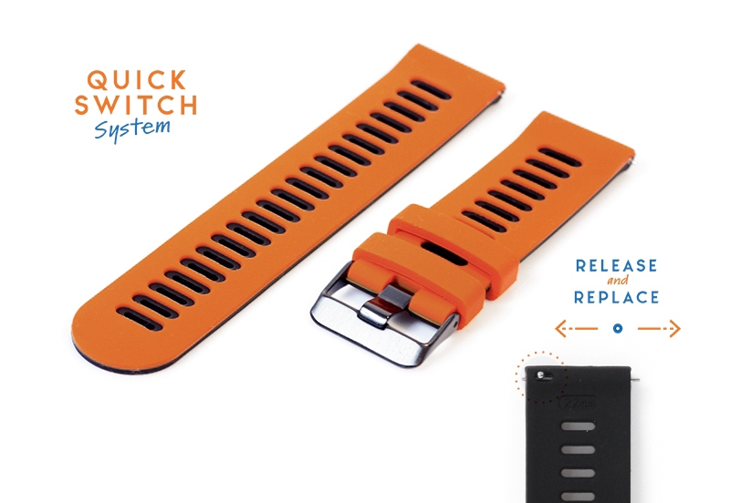 Siliconen horlogeband 22mm - oranje/zwart