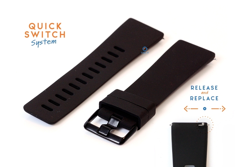 Horlogeband 23mm siliconen zwart