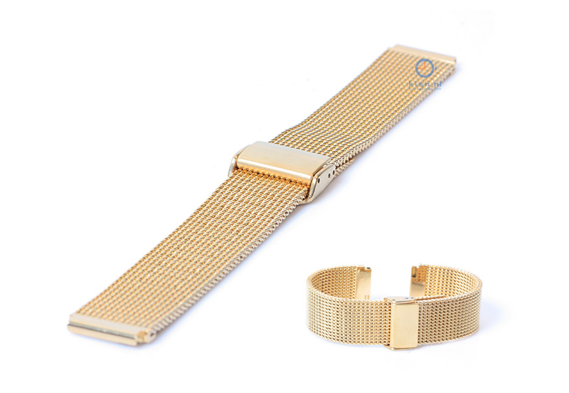 Horlogeband 18mm milanees goud (grof)