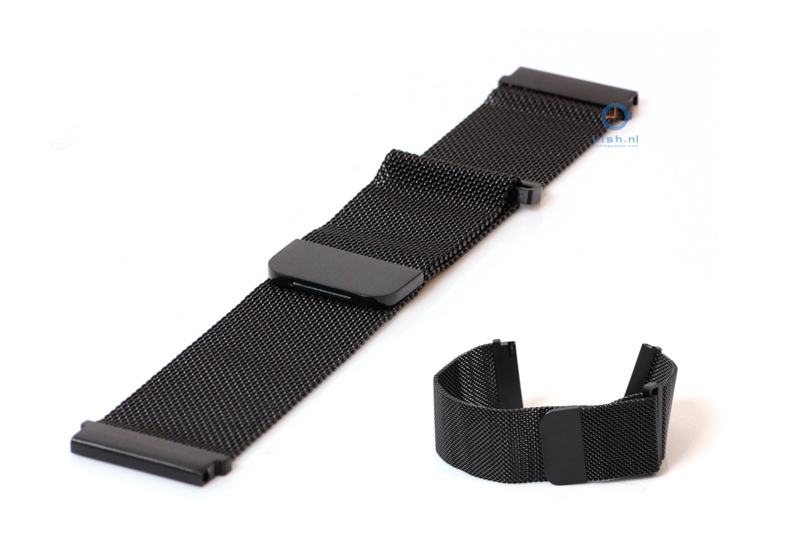 horlogeband 20mm milanees zwart