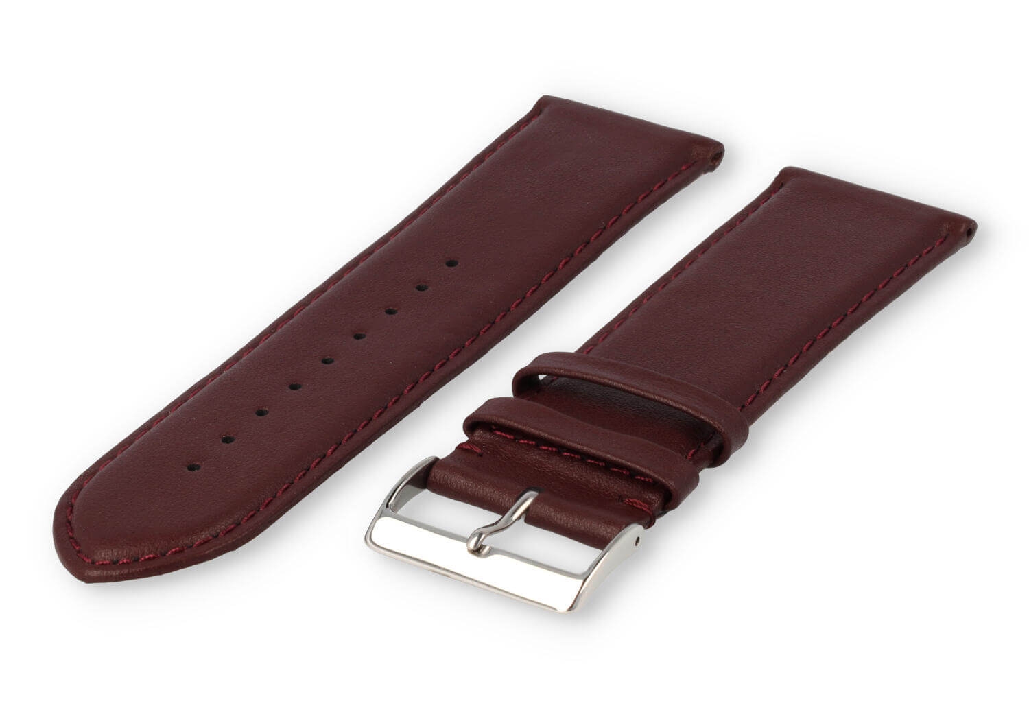 XL horlogeband glad leer - 28mm - bordeaux