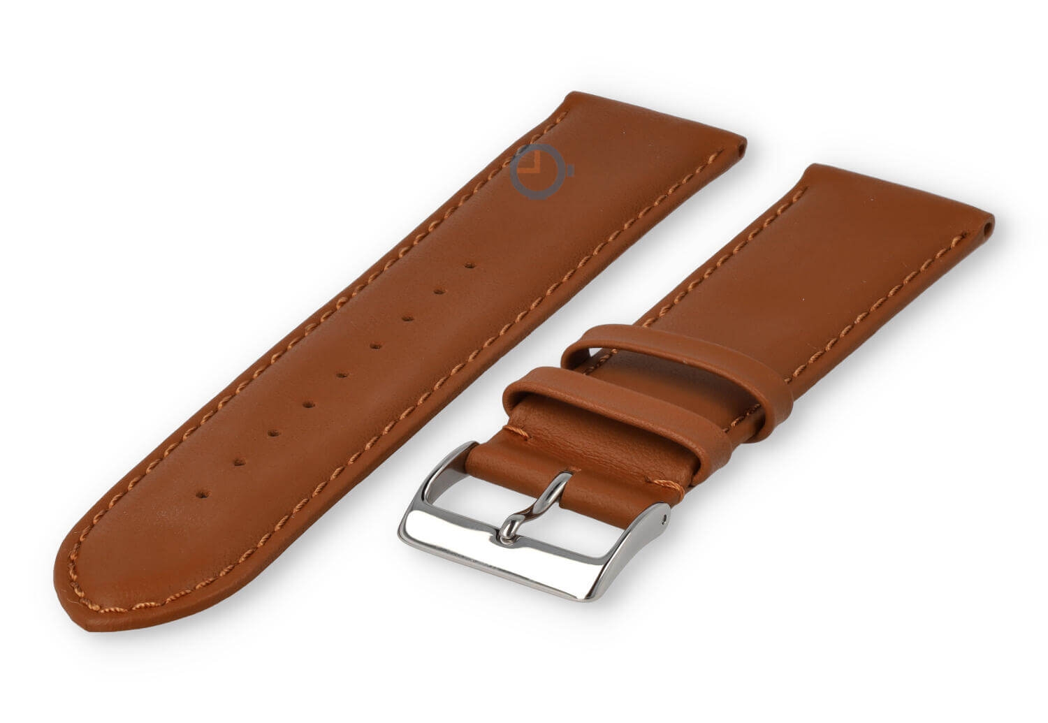 24mm horlogeband glad leer - bruin