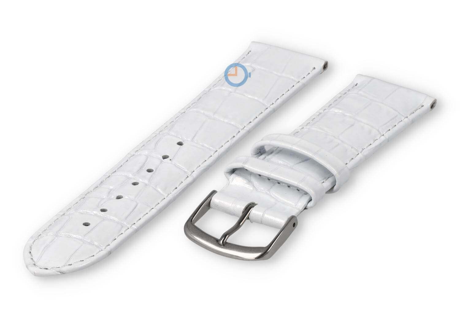 Leren horlogeband croco - 20mm - wit