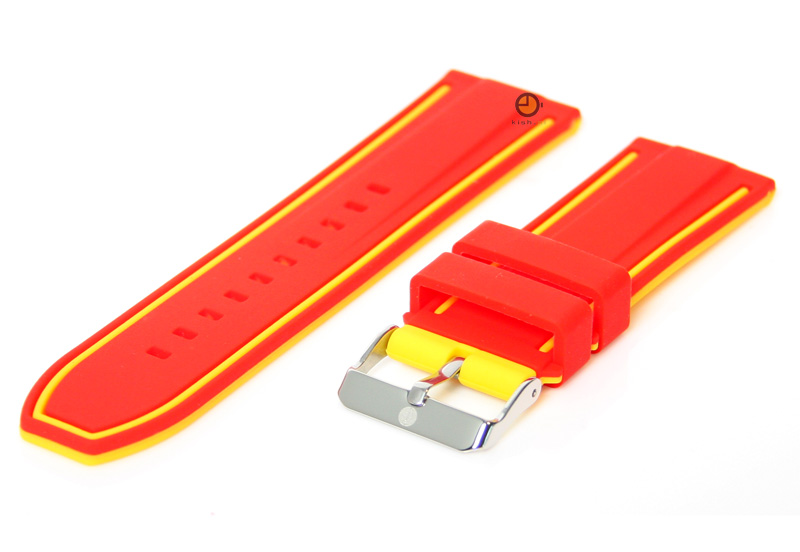 Omkeerbare horlogeband 26mm rood-geel siliconen