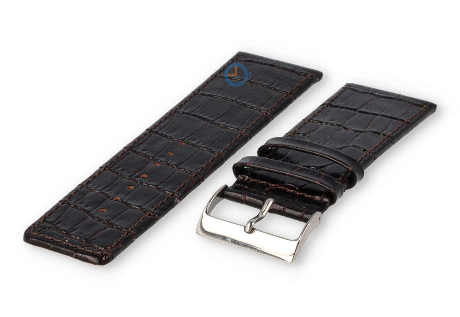 Luxe croco horlogeband - 30mm - donkerbruin