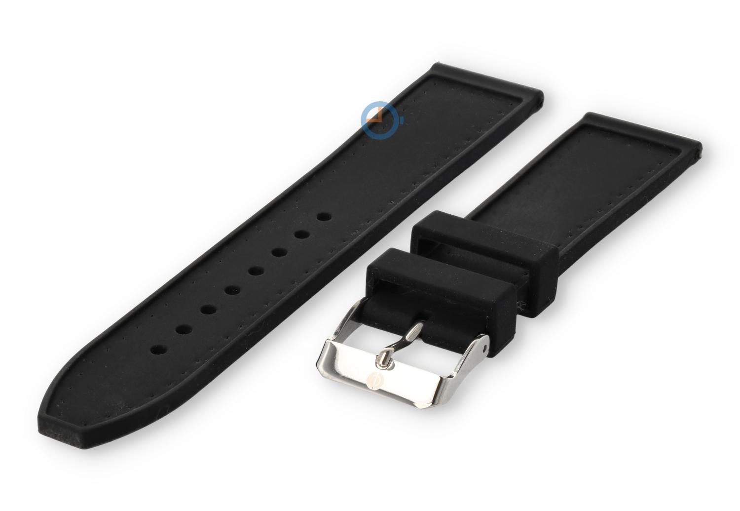 Siliconen horlogeband 22mm - zwart
