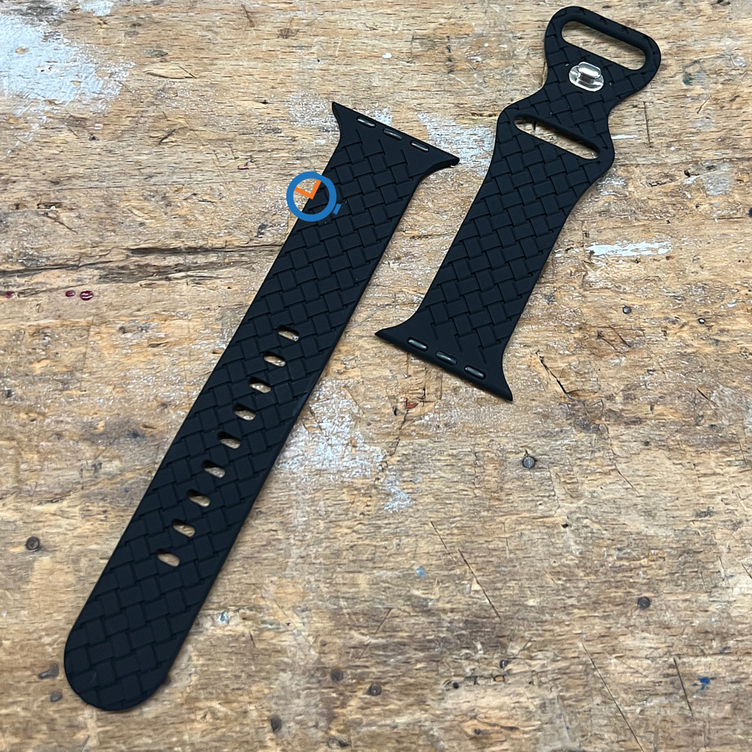 Siliconen vlechtbandje - Apple Watch 45mm - zwart