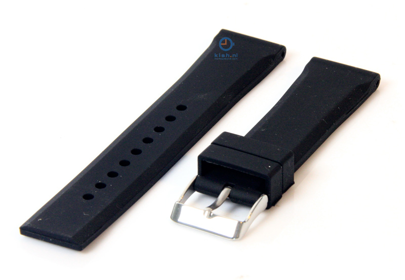 Horlogeband 22mm rubber zwart