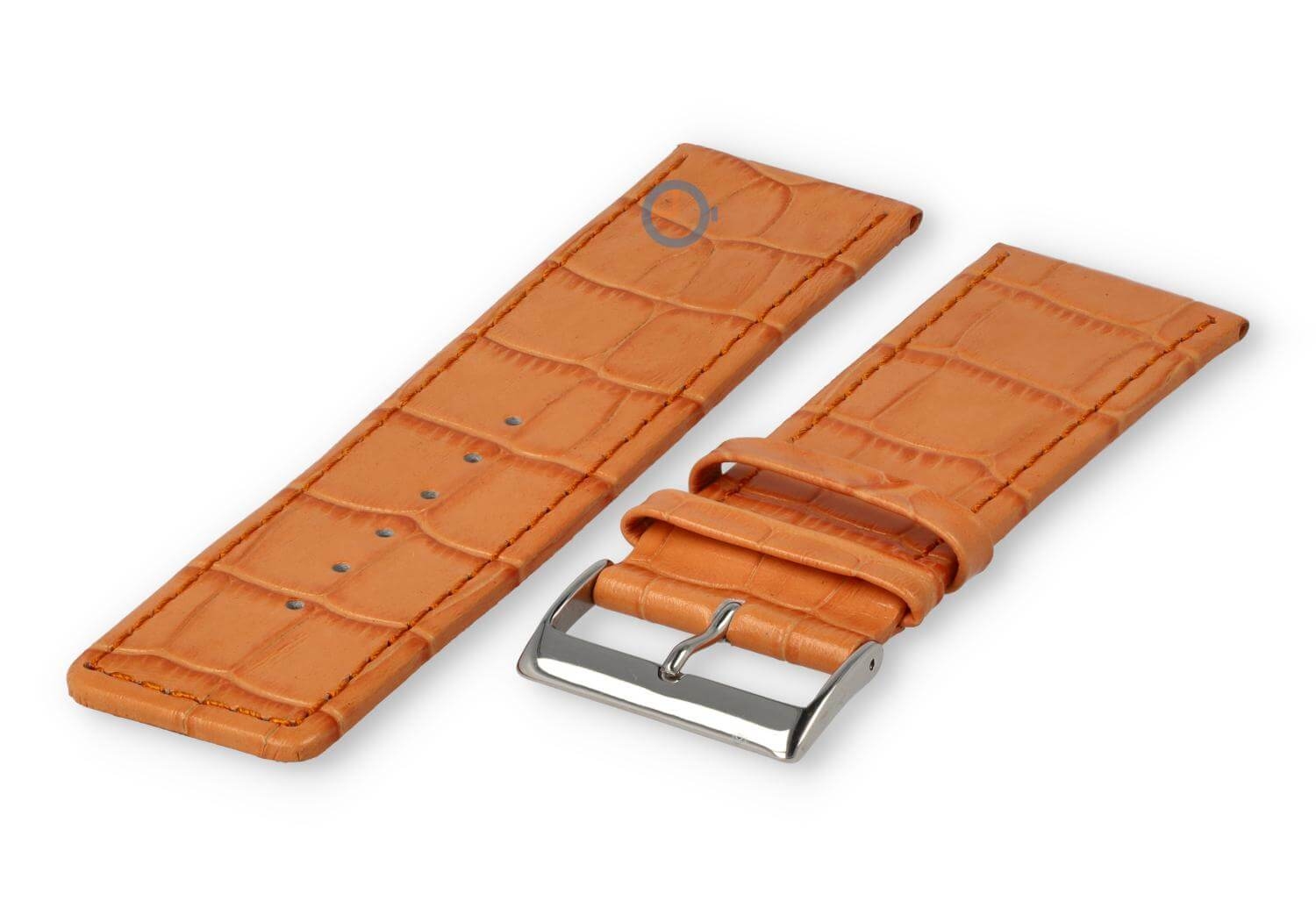 Kalfsleder band met croco-reliëf - 28mm - abrikoos