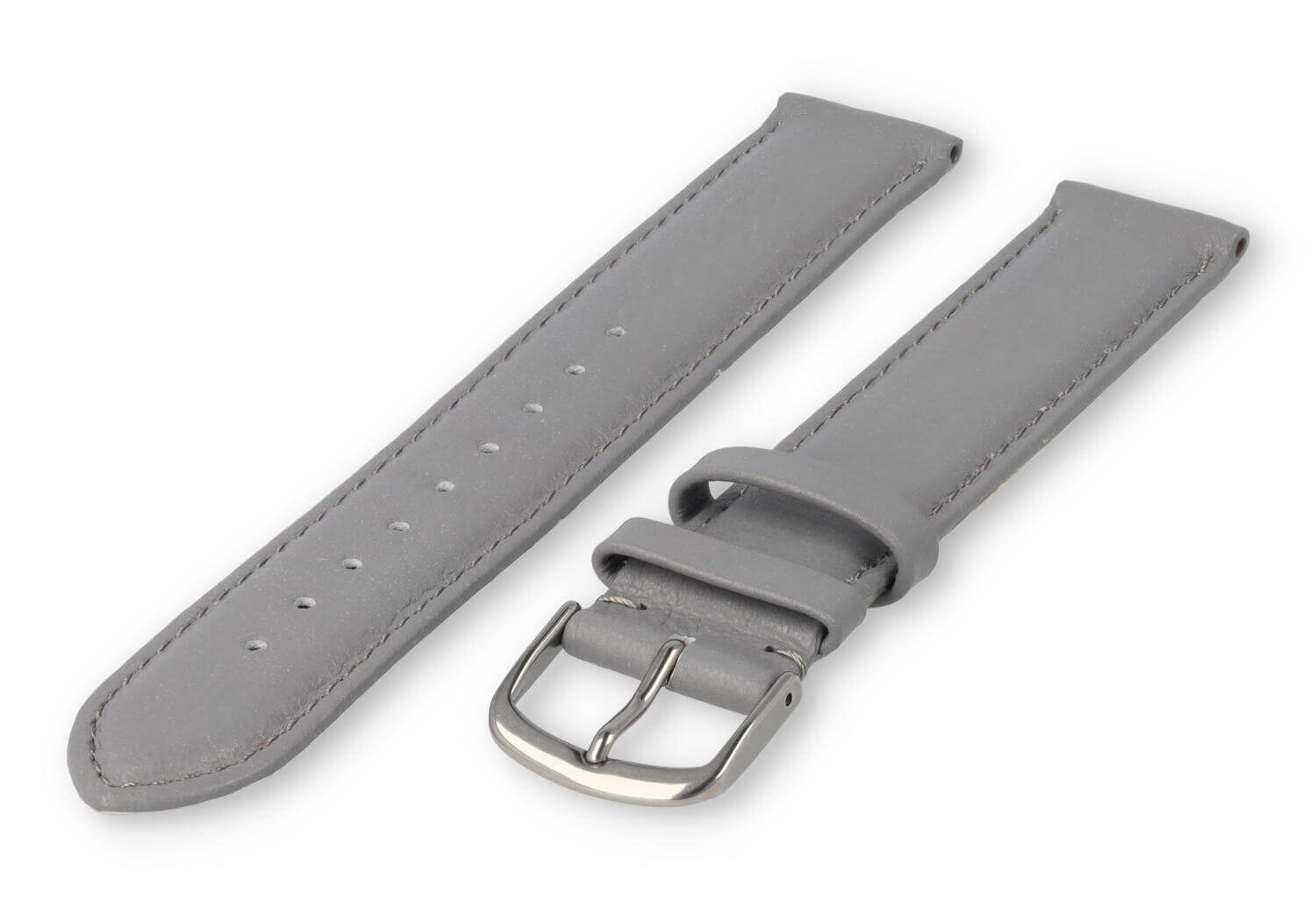 XL horlogeband glad leer - 18mm - lichtgrijs