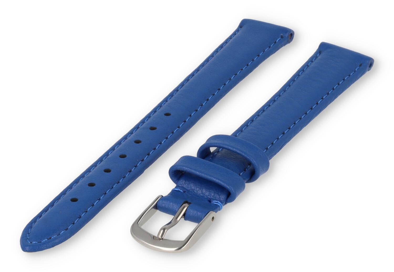 XL horlogeband glad leer - 14mm - koningsblauw
