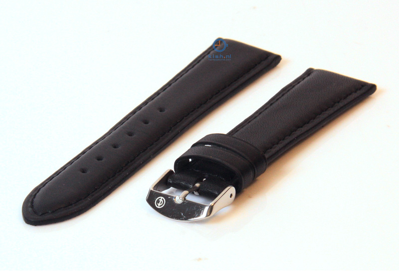Horlogeband 22mm zwart kalfsleer