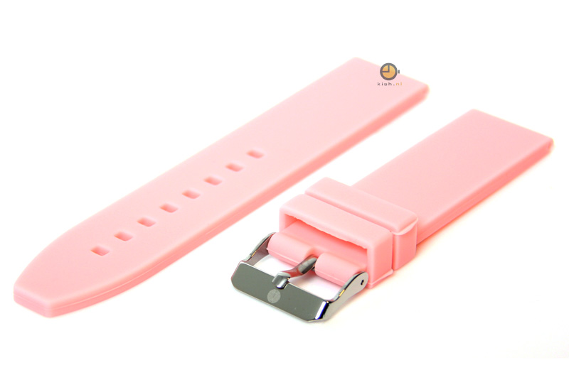 Horlogeband 22mm lichtroze siliconen glad