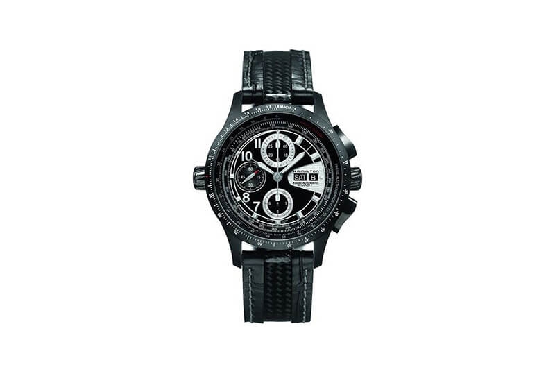 Hamilton horlogeband H76686735 - zwart leer