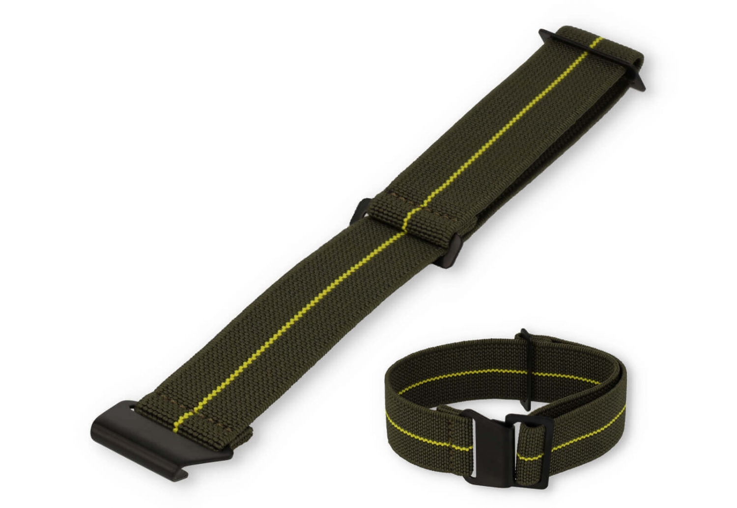 Elastische horlogeband 20mm nylon groen - geel
