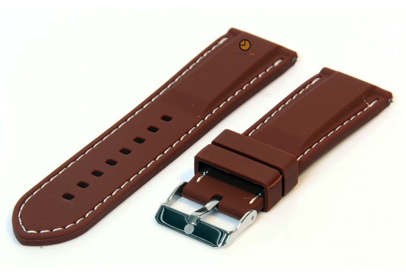 Horlogeband 24mm bruin siliconen met quick-release