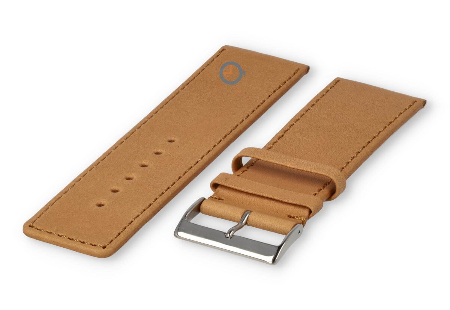 XL horlogeband glad leer - 30mm - lichtbruin