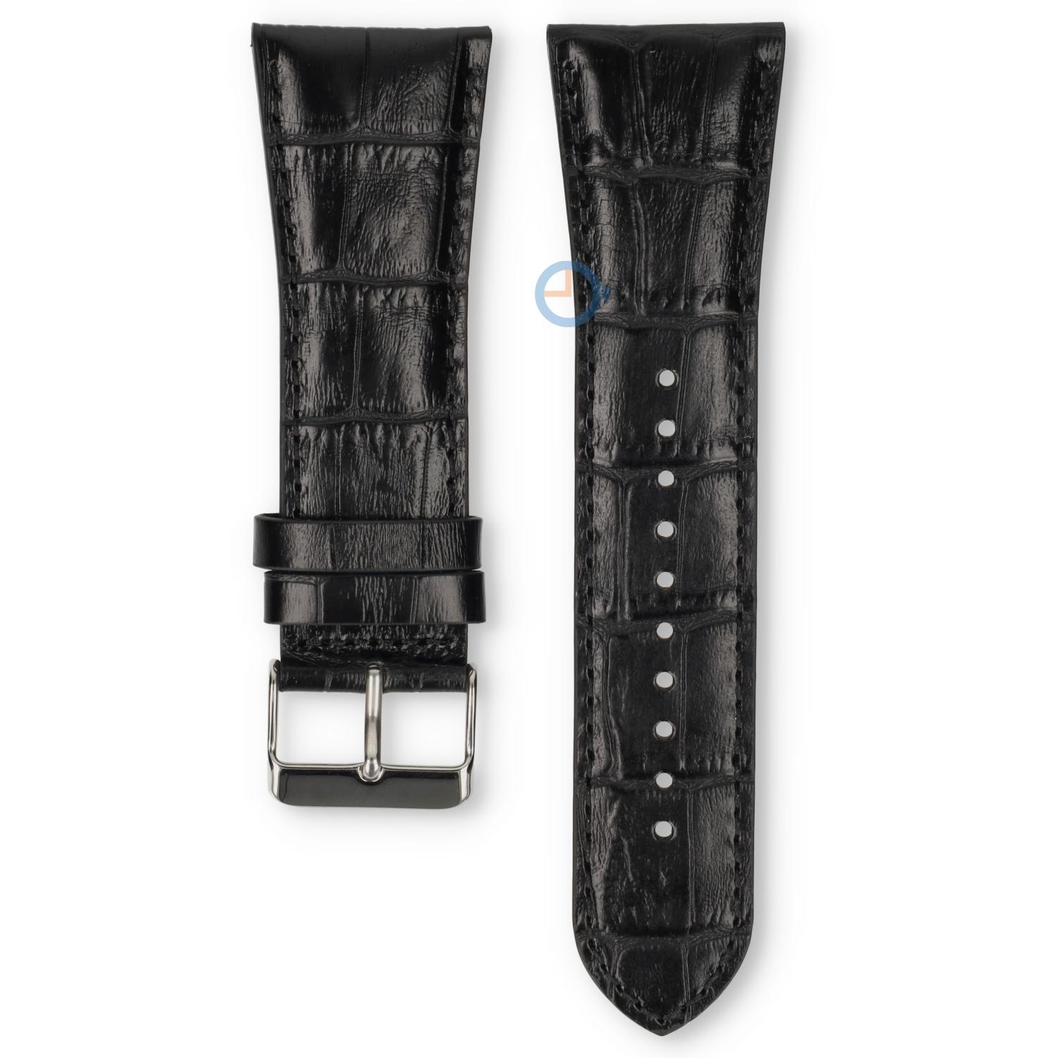 Universele 28mm zwart leren horlogeband - Lorus